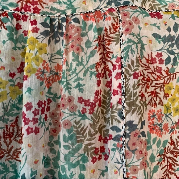 Loft cream multi floral sheer long sleeve blouse. Size SP - Picture 6 of 13